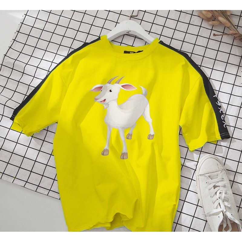 Áo thun Cotton Unisex - 12 Con Giáp - Tuổi Mùi - Hình vẽ dê trắng