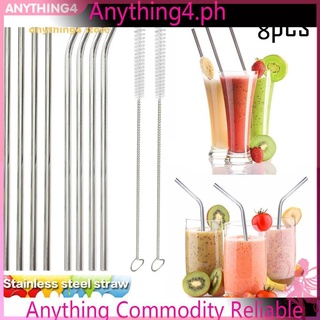Set 8 ống hút inox có thể tái sử dụng kèm 2 cọ vệ sinh