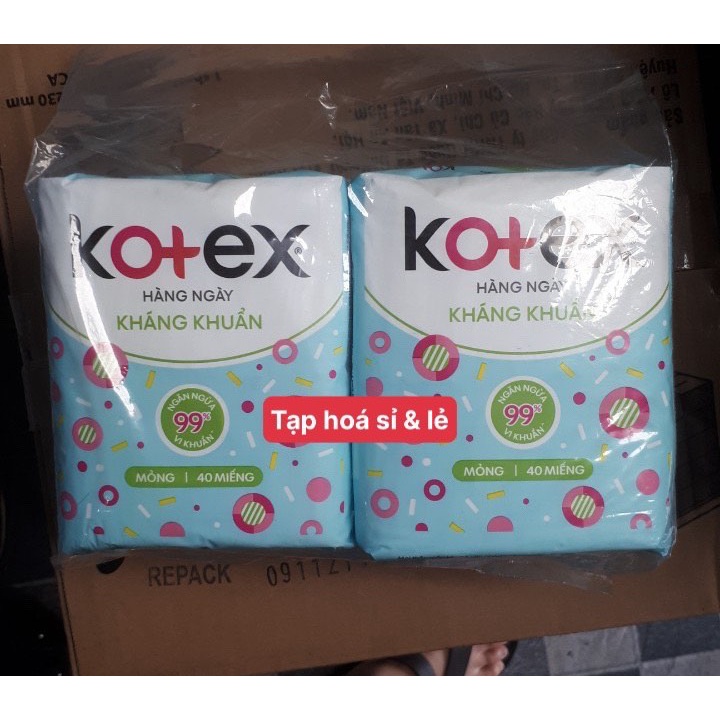 4 gói Băng Vệ Sinh Kotex hằng ngày kháng khuẩn 40 Miếng / gói