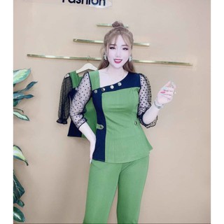 Sét bộ thun cát hàn tay phối lưới dễ thương.Mã CH084