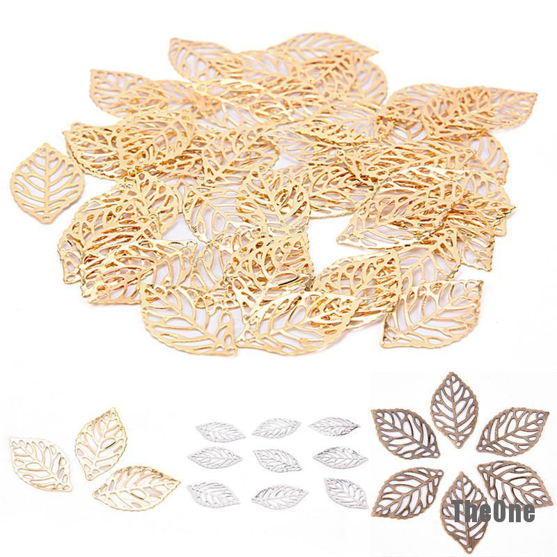 Set 50 mặt dây hình chiếc lá rỗng bằng kim loại