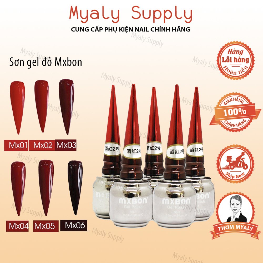 Sơn Gel Mxbon Đỏ Chuẩn Chính Hãng 1323-1328