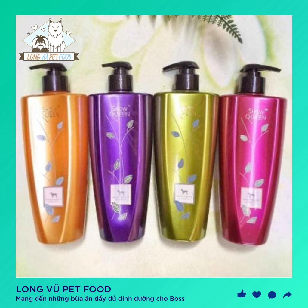 Sữa tắm cho chó mèo cao cấp Show Queen chai 500ml màu tím (Dành cho cún lông trắng, bé nào lông dính bẩm lâu n