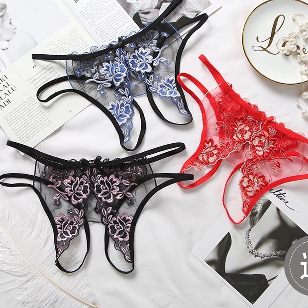 Quần Lót Nữ ❤️FREESHIP❤️ Quần Lót Ren Sexy Hở Đáy thiết kế đính hoa gợi cảm sexy mã C64