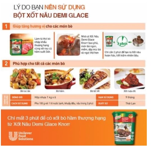 Bột Xốt Nâu Demi Glace Hộp 1kg/ Demi Glace Sauce Knorr chia túi zip 100g ,500g