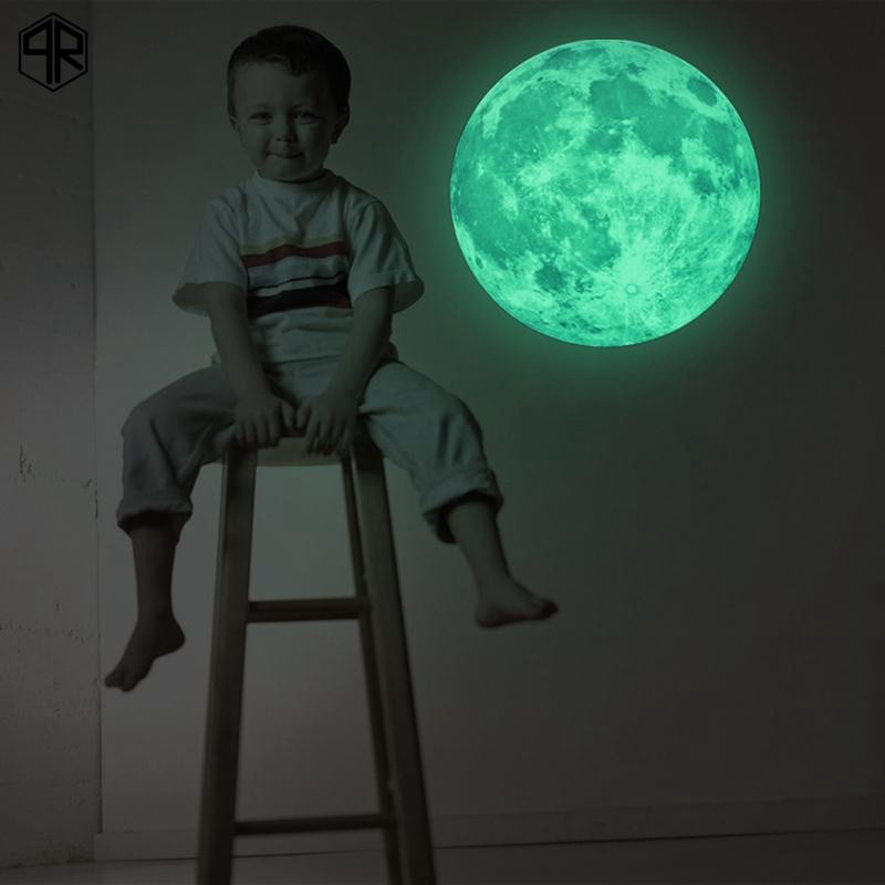 Decal, tranh dán tường 🌸FREESHIP🌸 CREATIVE Miếng Dán Tường Trang Trí 3d Dạ Quang Hình Mặt Trăng 3D KN104