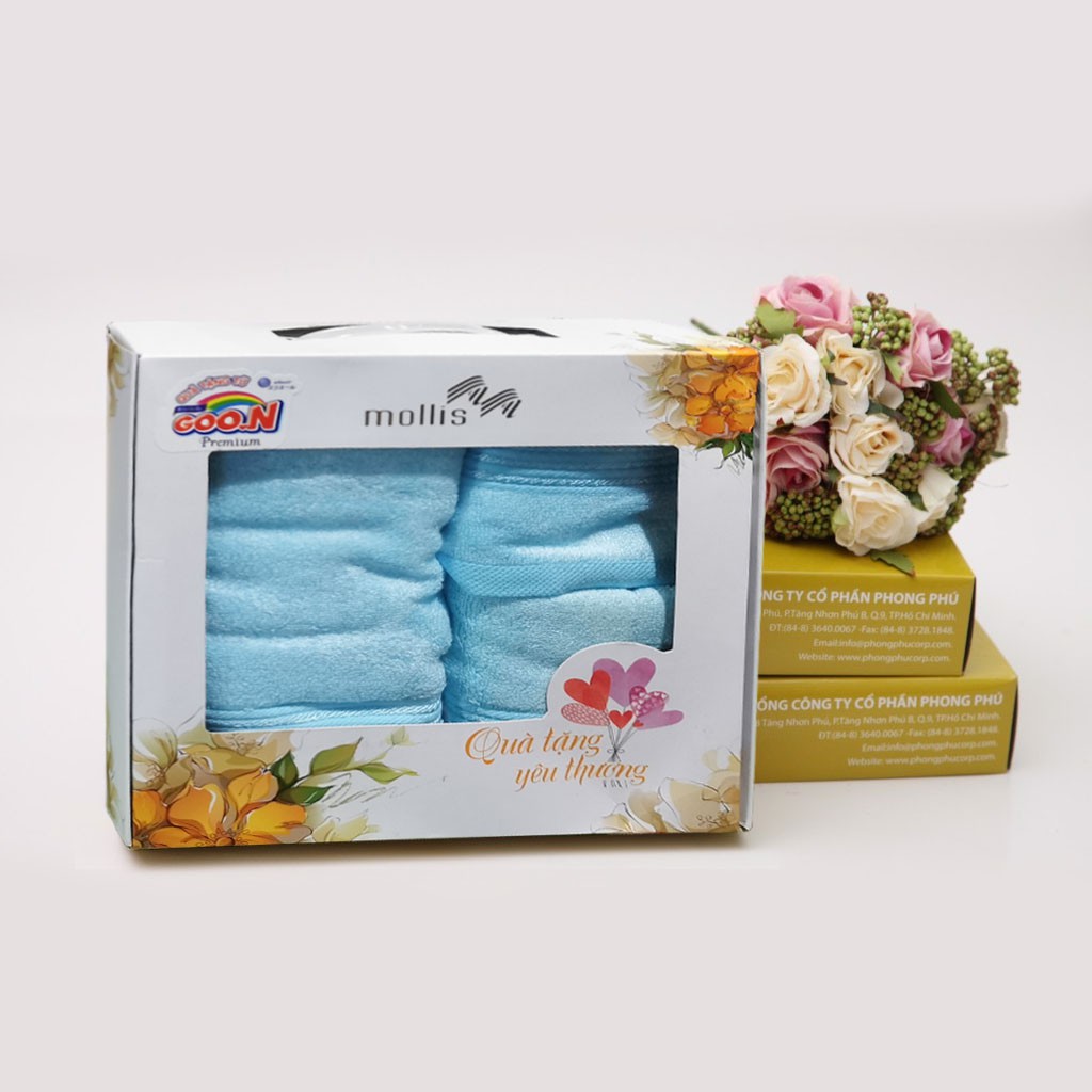 Bộ Hộp 3 Khăn Quà Tặng Mollis (Quà tặng từ Goo.N)