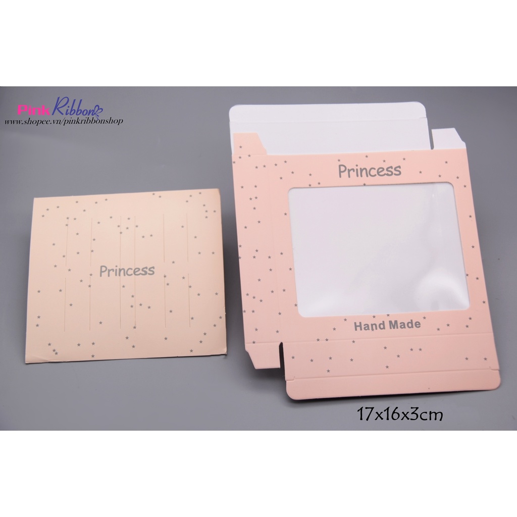 Hộp quà đựng set bờm/set kẹp màu hồng 2 cỡ