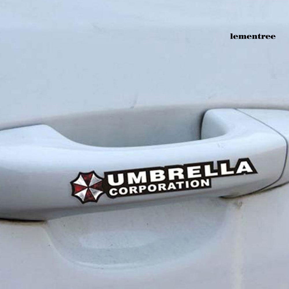 Set 4 Miếng Dán Phản Quang Hình Chữ Resident Evil Umbrella Trang Trí Tay Nắm Cửa Xe Hơi