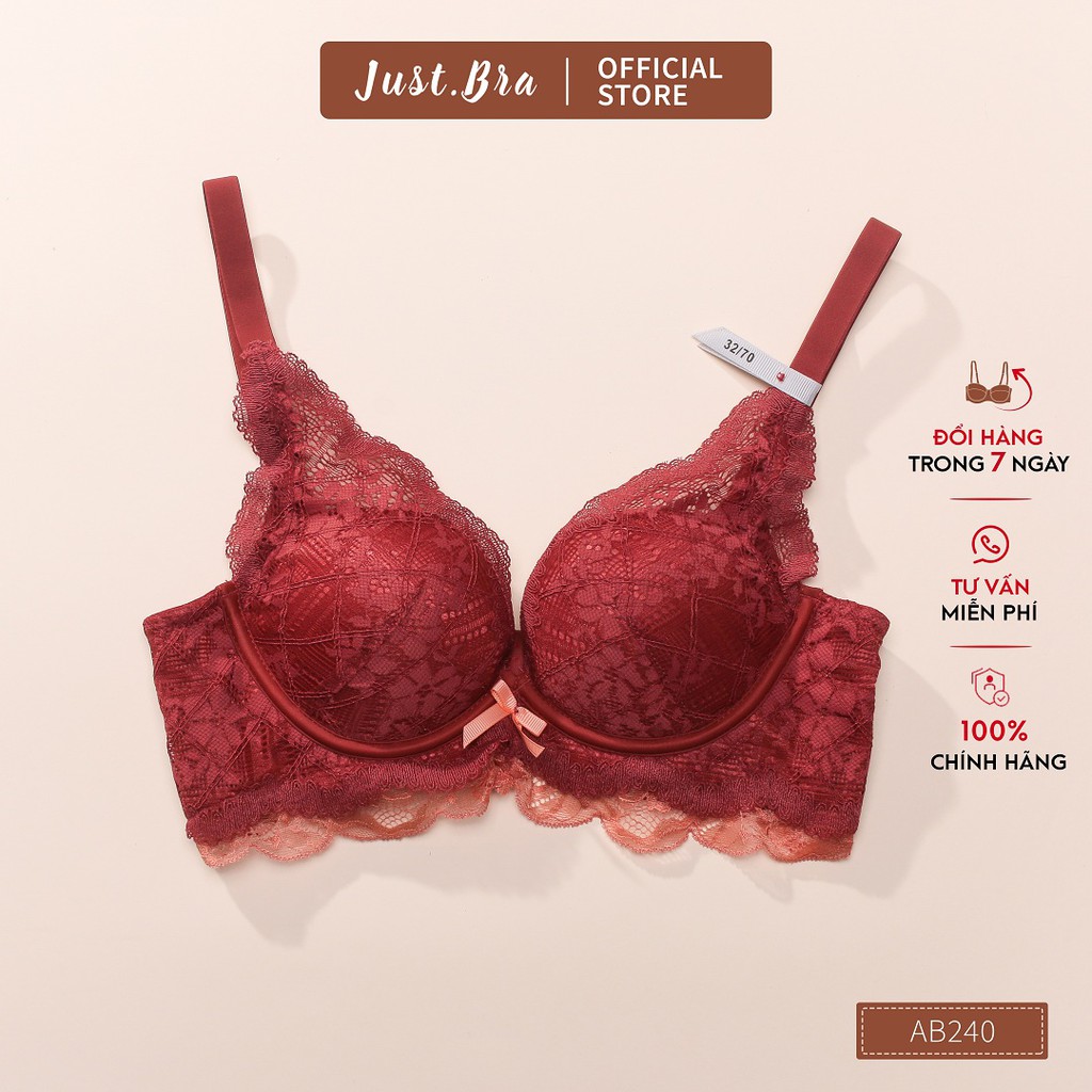 [Mã WABRJB031 giảm 10% đơn 99k] Áo ngực ren Just Bra đường may giả gọng, ren cao cấp AB240