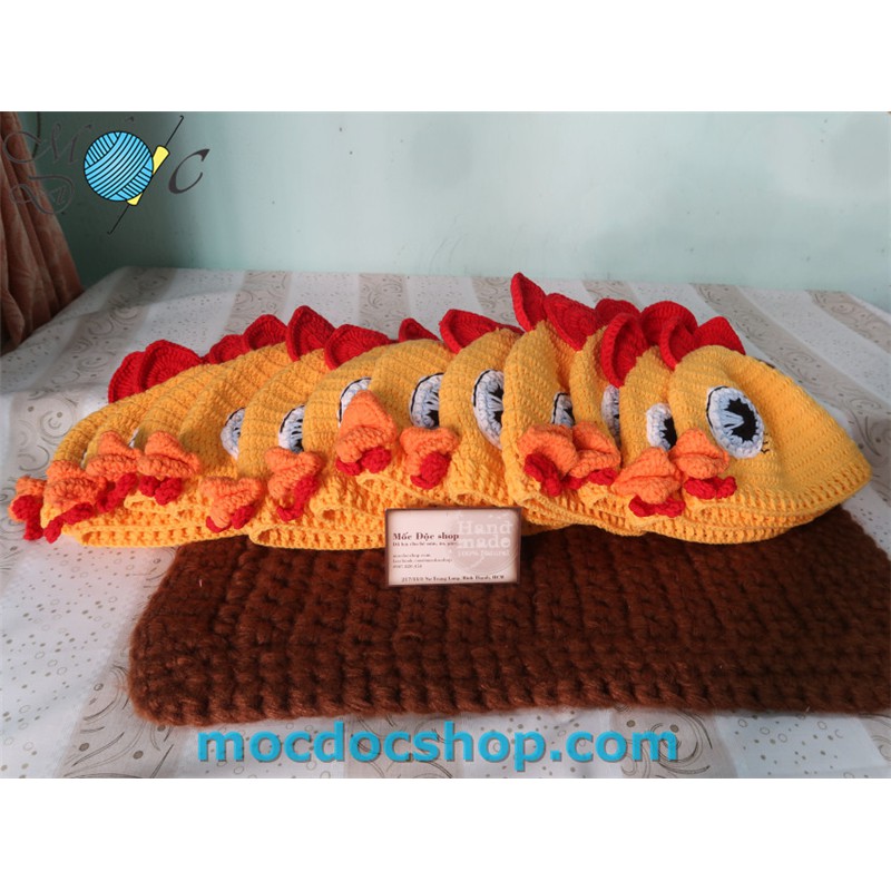 Nón len handmade cho bé - gà trống - 0-12 tháng