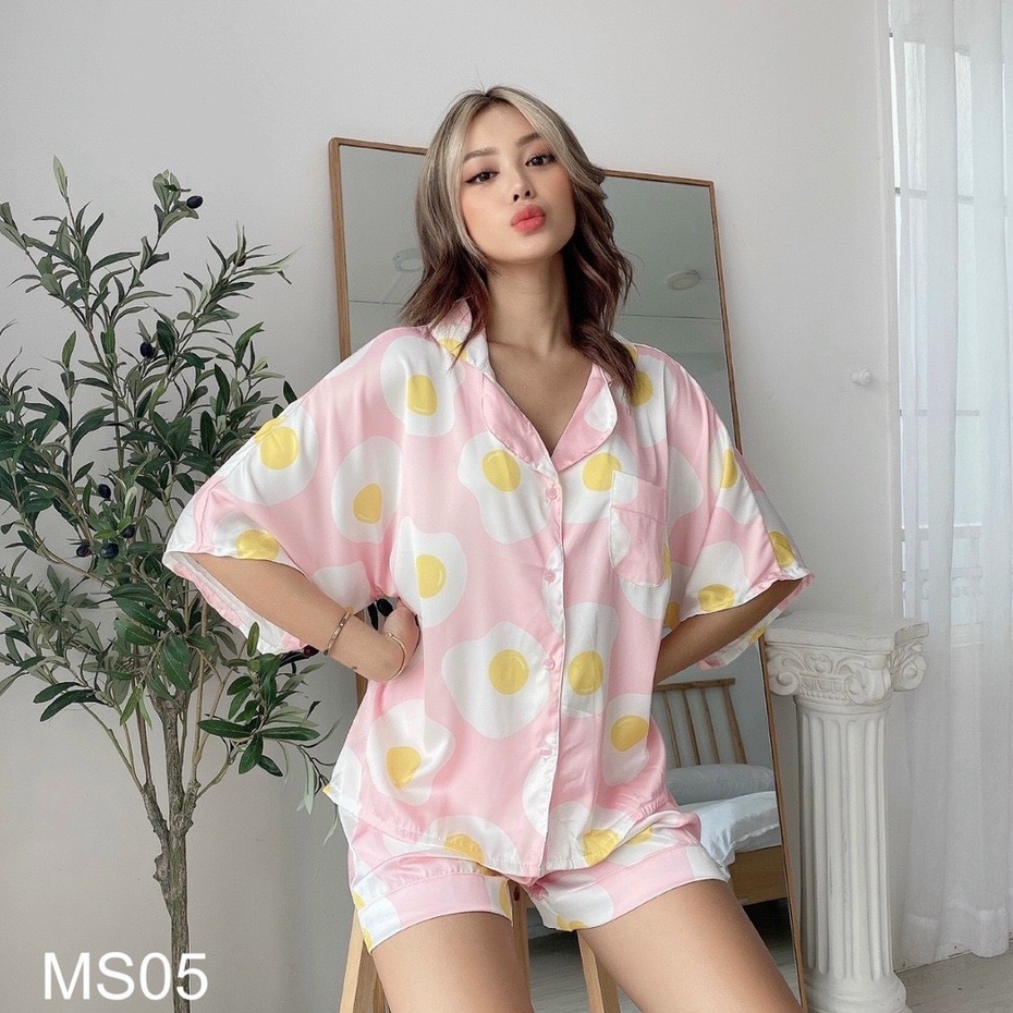 Bộ Lụa Cánh Dơi Họa Tiết Bò Sữa Mặc Nhà | BigBuy360 - bigbuy360.vn