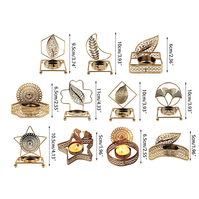 Giá Đỡ Nến Bằng Sắt Khắc Hình Ngôi Sao Mặt Trăng Kiểu Ả Rập Độc Đáo Trang Trí Bàn Ăn