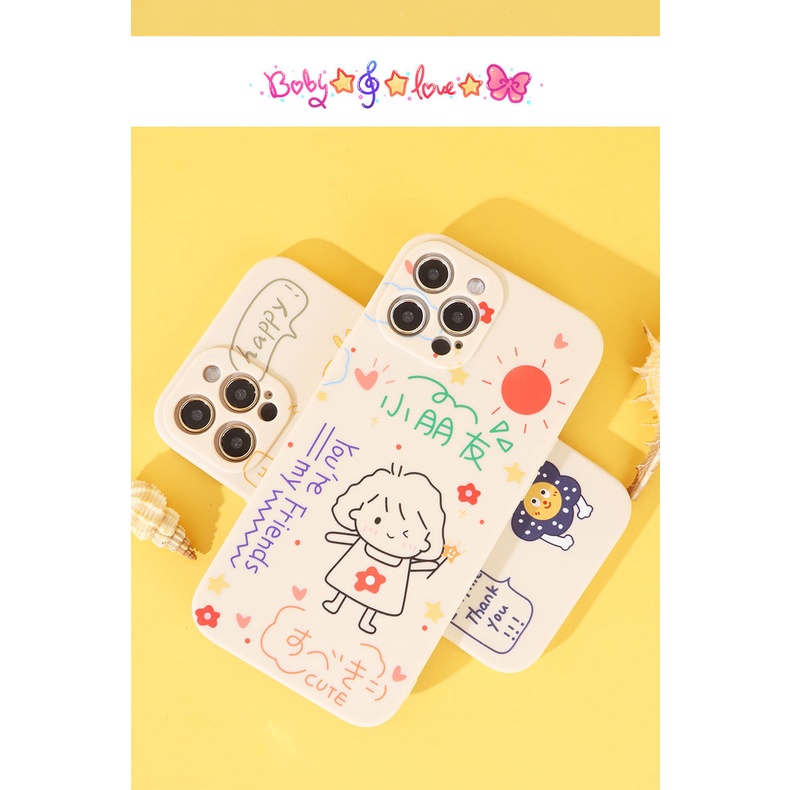 Ốp lưng iphone cạnh vuông ốp iphone hoa mặt trời của bé siêu dễ thương iphone 11promax/7plus/8/x/xsmax/12promax e83