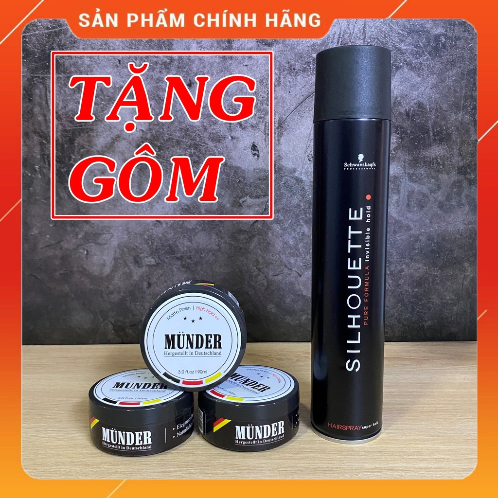 Sáp Vuốt Tóc Nam MUNDER + Gôm Keo Xịt Silhouette + Tặng Lược | Wax tóc nam | Gel tóc nam