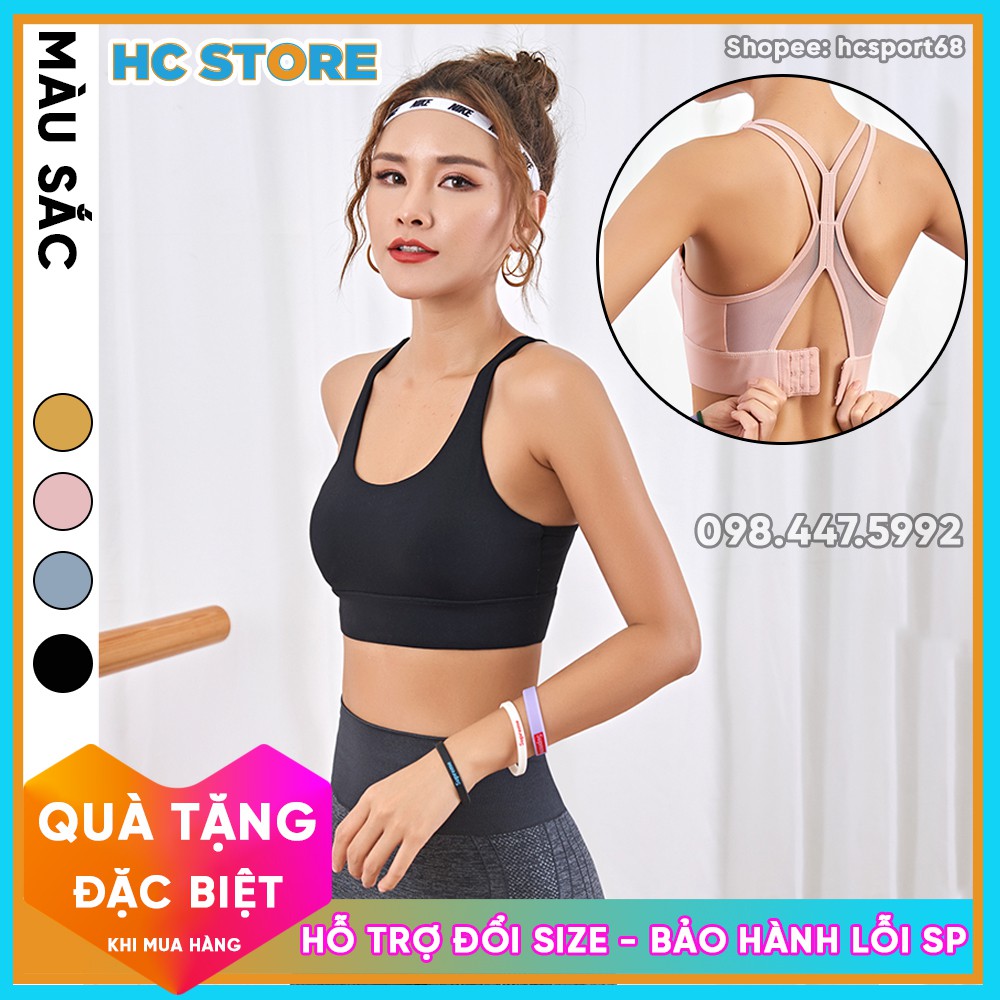 Áo Bra AL17 Tập Gym Yoga Nữ Lưng Cách Điệu, Vải Thun Mịn Mát, Khoá Cài Sau, Nâng Đỡ, Chống Sốc- HcSport68