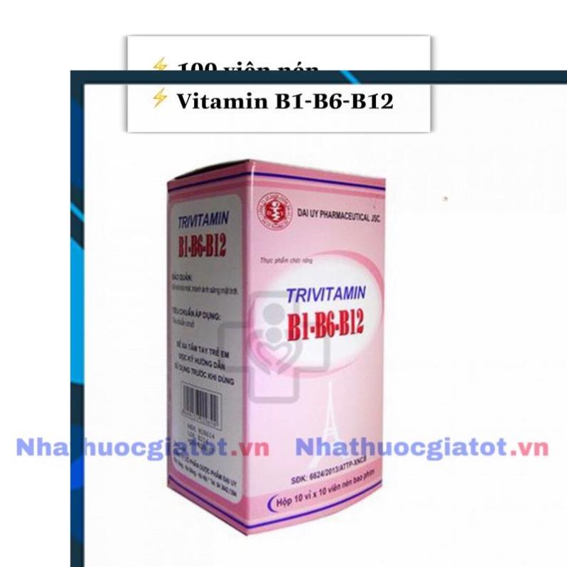 [Hộp 100 viên] TRIVITAMIN 3B (B1-B6- B12)  - Bổ sung vitamin B1- B6 - B12 - Dược Đại Uy NHÀ THUỐC SÀI GÒN