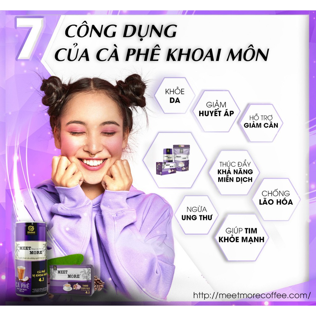 [Meet more] Cà phê hòa tan 4 in 1 vị khoai môn (15 gói x 18 g) | BigBuy360 - bigbuy360.vn