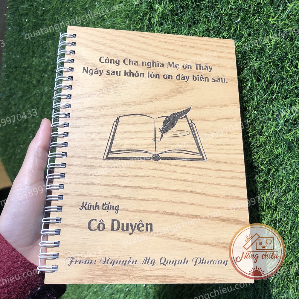 Sổ tay bìa gỗ - Tri Ân - Quà tặng thầy cô vào cuối cấp - Khắc tên và lời chúc theo yêu cầu