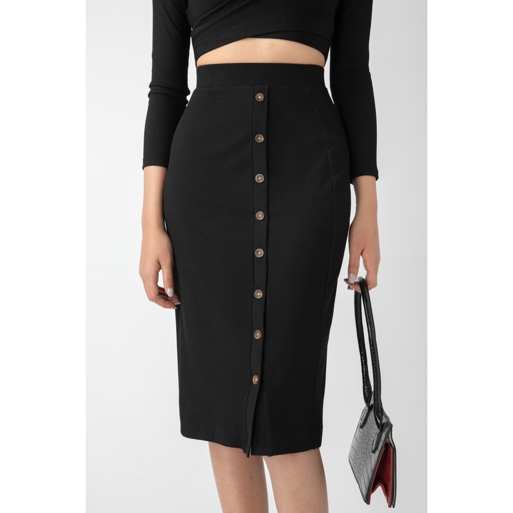 Chân váy bút chì vải thun gân IVY moda MS 30B9035