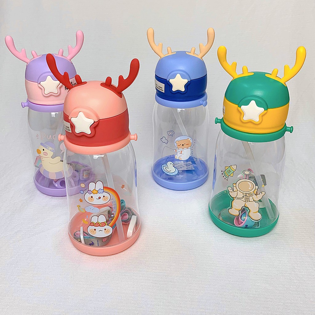 BÌNH NƯỚC SỪNG HƯƠU NẮP BẬT CHO BÉ 600ml