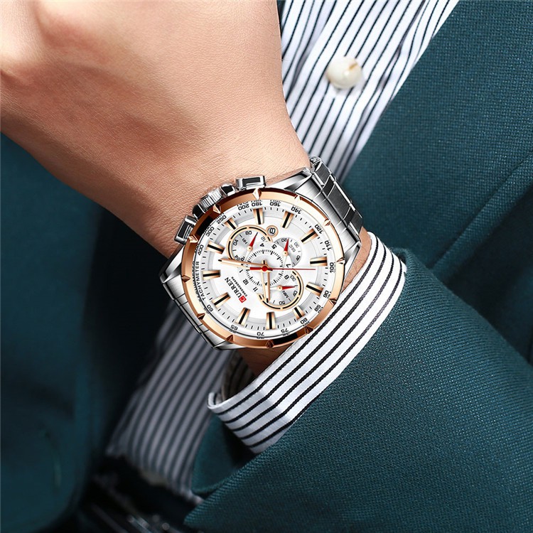 ✅ [CHÍNH HÃNG] Đồng Hồ Nam Curren 8363 Chronograph Chống Nước Dây Kim Loại Có Dạ Quang (Tặng Vòng Tỳ Hưu + Hộp Đựng)