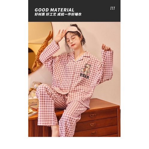 Đồ bộ đồ ngủ pyjama tay dài nhí nhảnh dễ thương phong cách hàn quốc thu đông | BigBuy360 - bigbuy360.vn