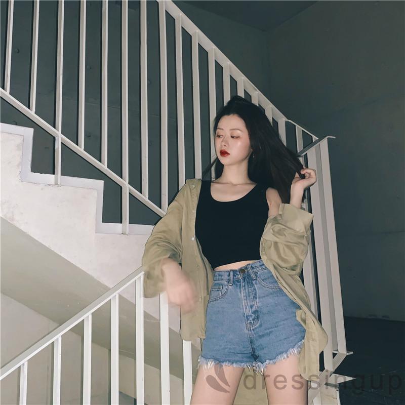 [Mã FAMAYWA giảm 10K đơn 50K] Áo crop top ba lỗ màu trơn đơn giản năng động cho nữ