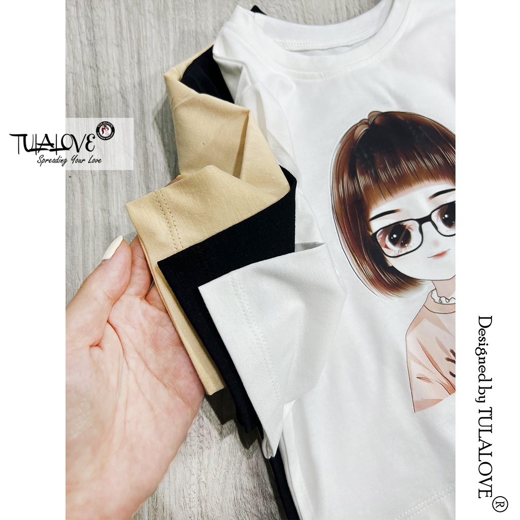 Áo Phông Dài Tay Hình In Bé Gái Dáng Thụng Form Cực Xinh Cho Bé Gái, Áo Phông Bé Gái Tulalove