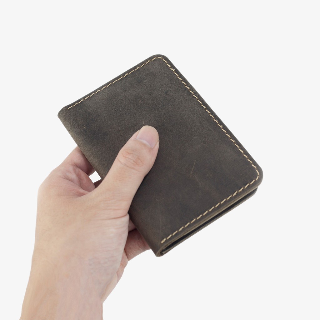 Ví mini nam ví card-da bò sáp ngựa điên V117-Da thật-BH 12 tháng-Full hộp