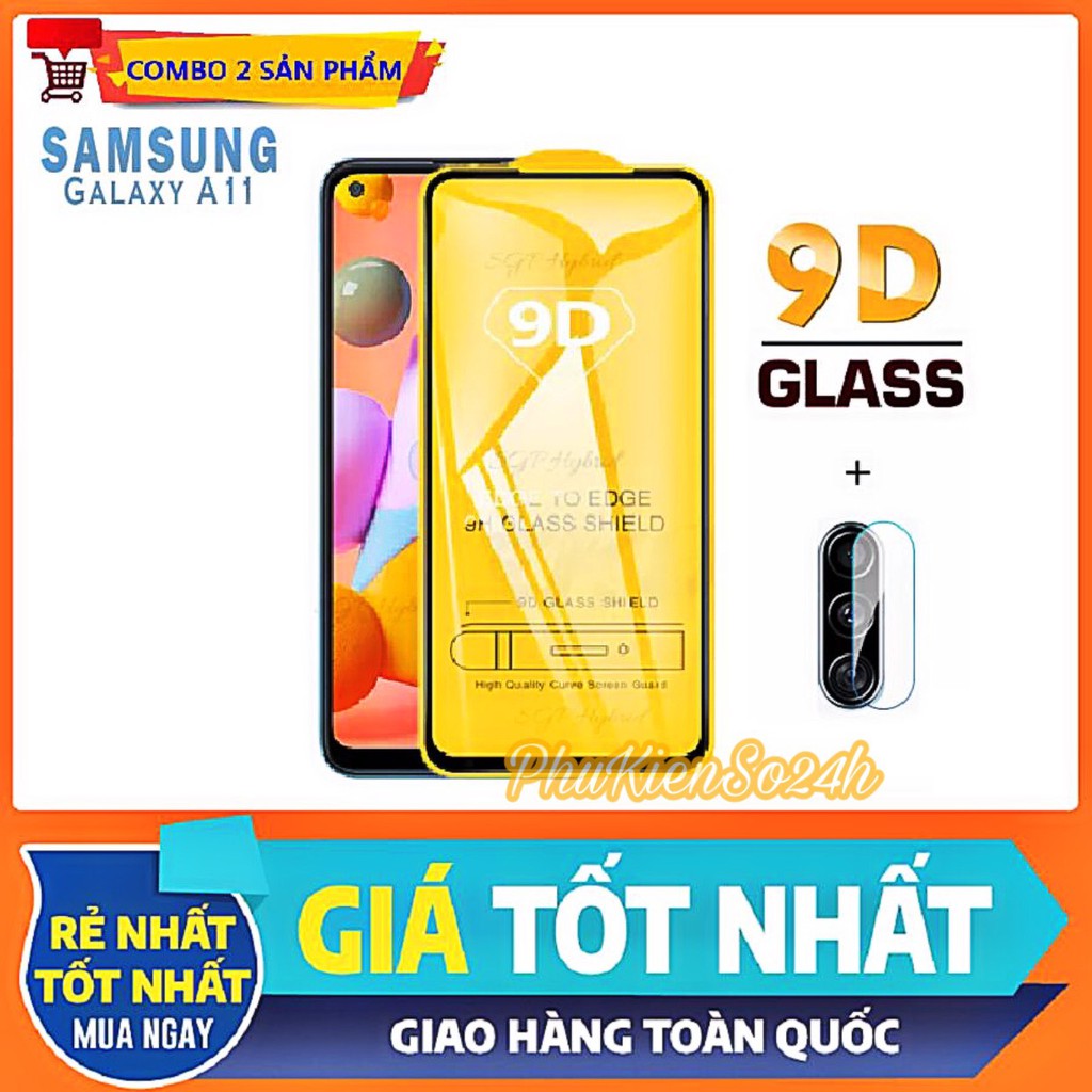 Combo Kính Cường Lực Full Màn Hình Samsung A11 + Dán Bảo Vệ Camera A11