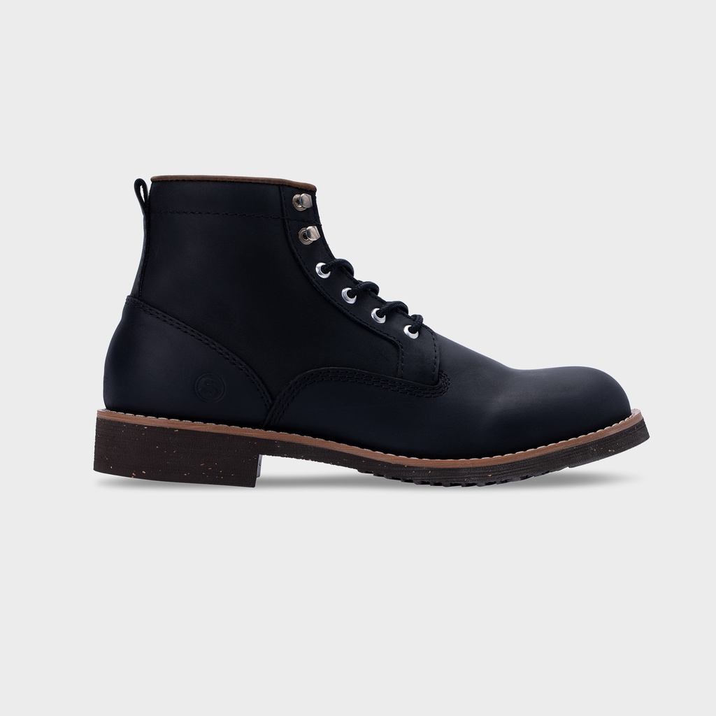Giày Boots Cổ Cao Nam 959 Da Bò Sáp Đen Đế Khâu Mckay - Work Boots Thương Hiệu Steeler