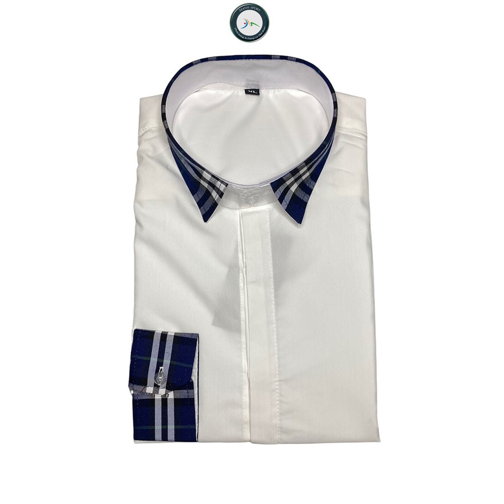 Áo Sơ Mi Nam Trắng Dài Tay Phối Kẻ Vàng Vải Lụa Trơn Cao Cấp Form Body [15] | BigBuy360 - bigbuy360.vn