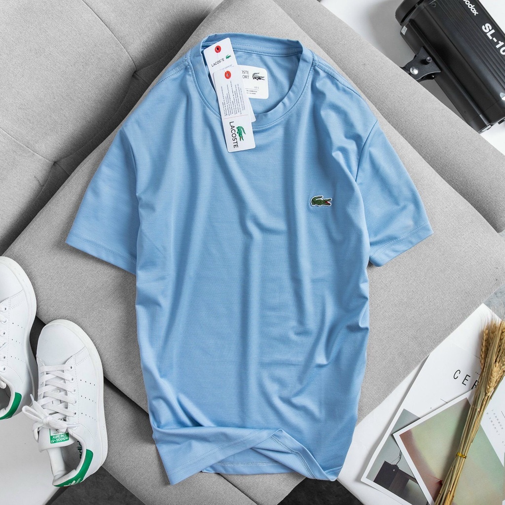 Áo thun nam cá sấu tay ngắn cổ tròn cao cấp nhiều màu, chất cotton bề mặt vải mịn mát