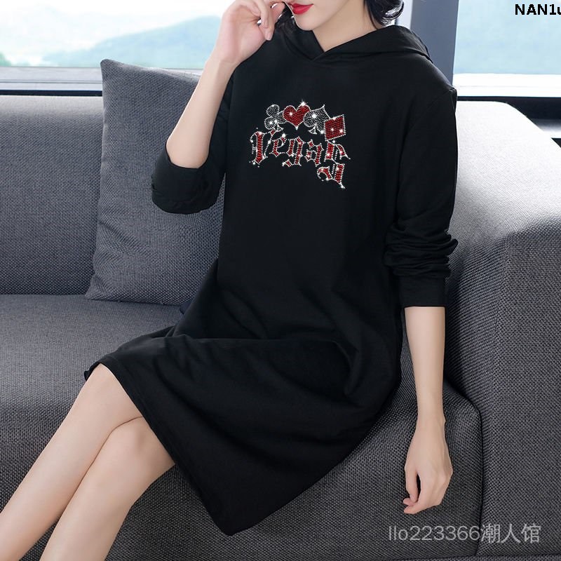 Plus Váy Hoodie Dáng Dài Đính Đá Trẻ Trung Hợp Thời Trang Cho Bạn Gái | BigBuy360 - bigbuy360.vn