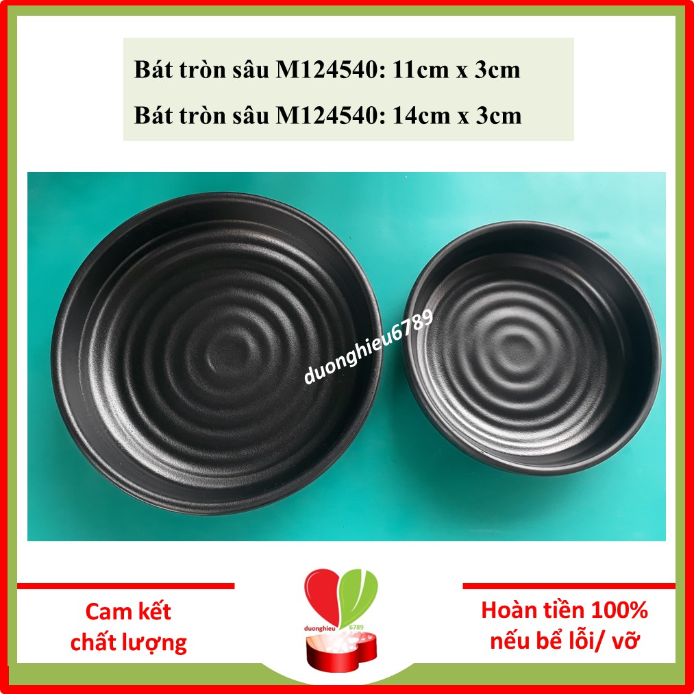 [100% Melamine] Đĩa Nhựa Phíp Dáng Tròn, Dĩa Lòng Sâu Vân Nhám - Duonghieu6789