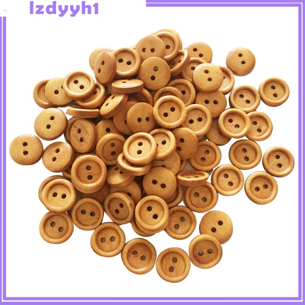 Set 100 Nút Gỗ 2 Lỗ Phong Cách Vintage Dùng Làm Đồ Thủ Công