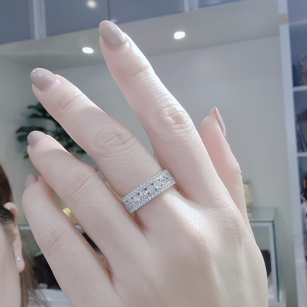 Nhẫn nữ bạc Ý S925 MiASJ thân dày dặn nạm đá cao cấp N381