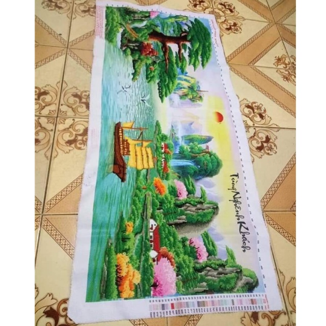 (Đã thêu) Tranh thêu thành phẩm tùng nghênh khách 3d