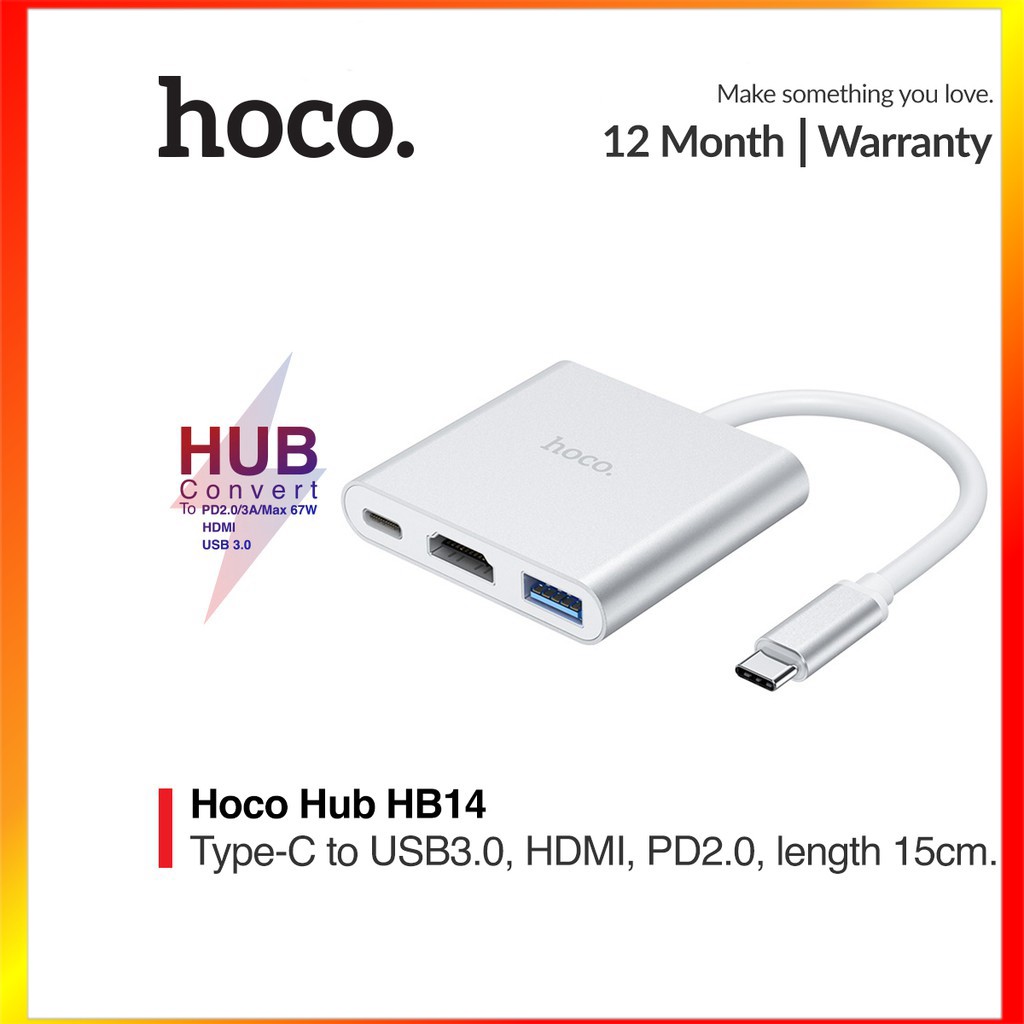 Hub chuyển Hoco HB14 TYPE-C Sang 3 cổng HDMI và USB 3.0 và TYPE-C - MrPhukien