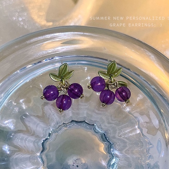 Khuyên Tai Đính Đá Tím Thời Trang Hàn Quốc Đơn Giản