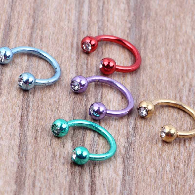 Khuyên mũi chữ C đính đá đơn giản thời trang