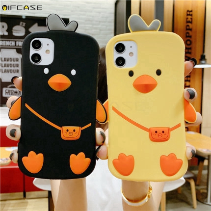 Ốp điện thoại TPU silicon mềm hình chú gà hoạt họa 3D đáng yêu cho iPhone 13 12 11 Pro XS Max XR X 7 8 6 6s Plus
