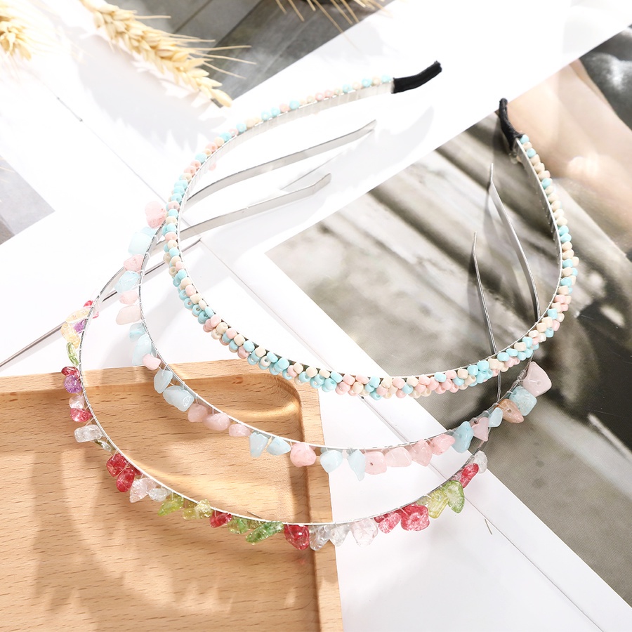 Băng đô cài tóc đính hạt đá nhiều màu phong cách Hàn Quốc cho nữ