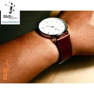 Dây đồng hồ da bò nâu đỏ - ram classic light brown ,