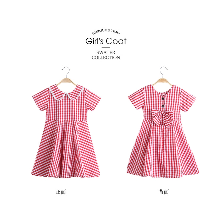 Summer fashion dress with unique checker pattern for girls