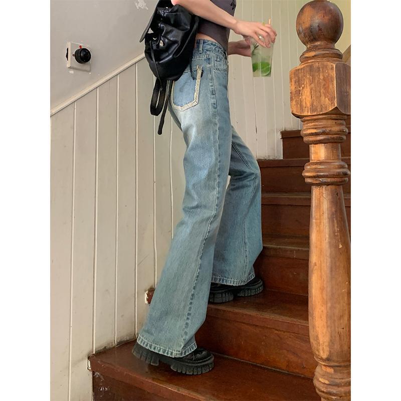 ♕Quần Jeans Nữ Lưng Cao Ống Rộng Thời Trang