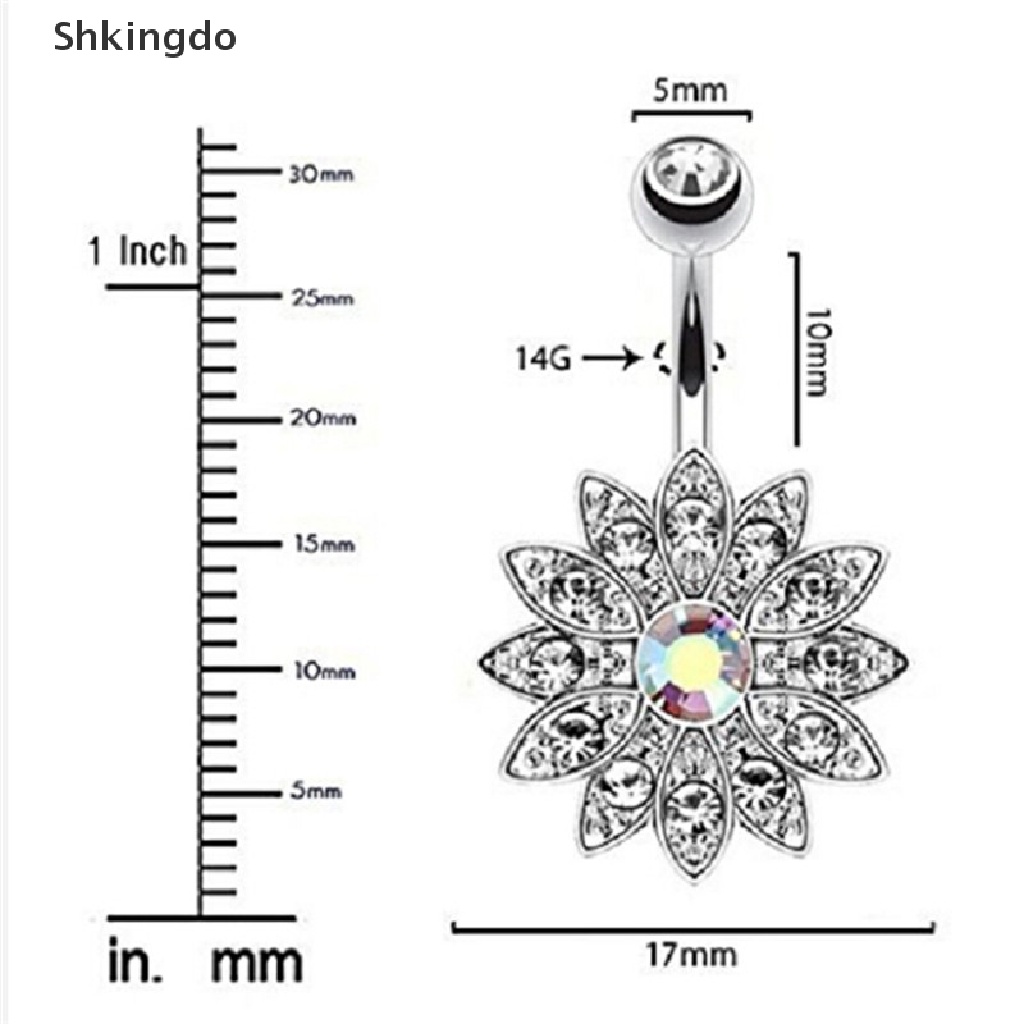 Bộ 7 khuyên rốn thép không gỉ đính đá cá tính