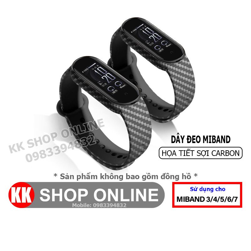 Dây đeo miband họa tiết vân carbon cho Xiaomi Miband 3 4 5 6