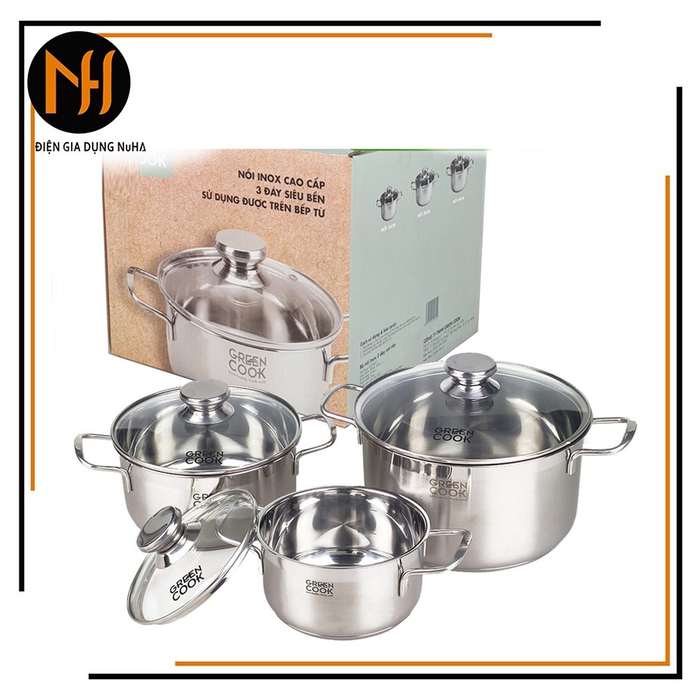 [Video chi tiết] Bộ nồi inox 3 đáy Greencook GCS06/T1 không bị nổi đáy, dùng được trên bếp ga, bếp hồng ngoại, bếp từ